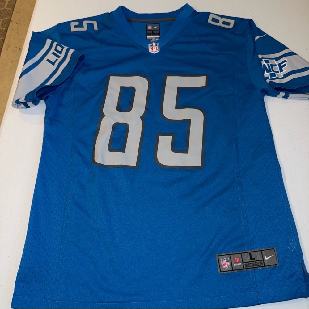 Nike NFL Detroit Lions Eric Ebron 85 Jersey Youth Large‎ Blue Football On Field